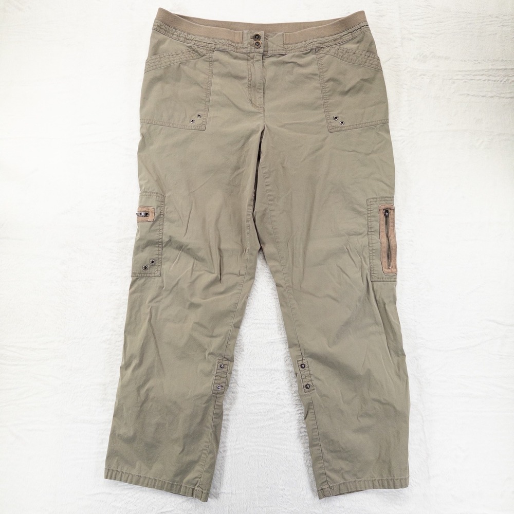 Chico's Womens Cargo Pants 3 US XL Khaki Tan Hiking Outdoor Utility Convertible